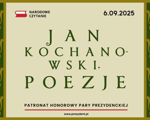 Narodowe Czytanie, XIV edycja – utwory Jana Kochanowskiego – 06.09.2025 – Zaproszenie